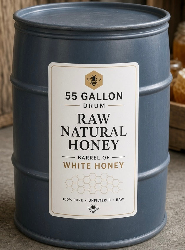 (1) 55 Gallon Drum Raw Natural Honey Barrel of White Honey